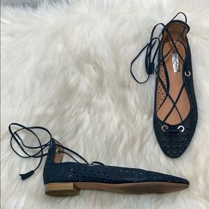 Halogen Blue Hanella Lace Up Ankle Tie Flat Sz 8